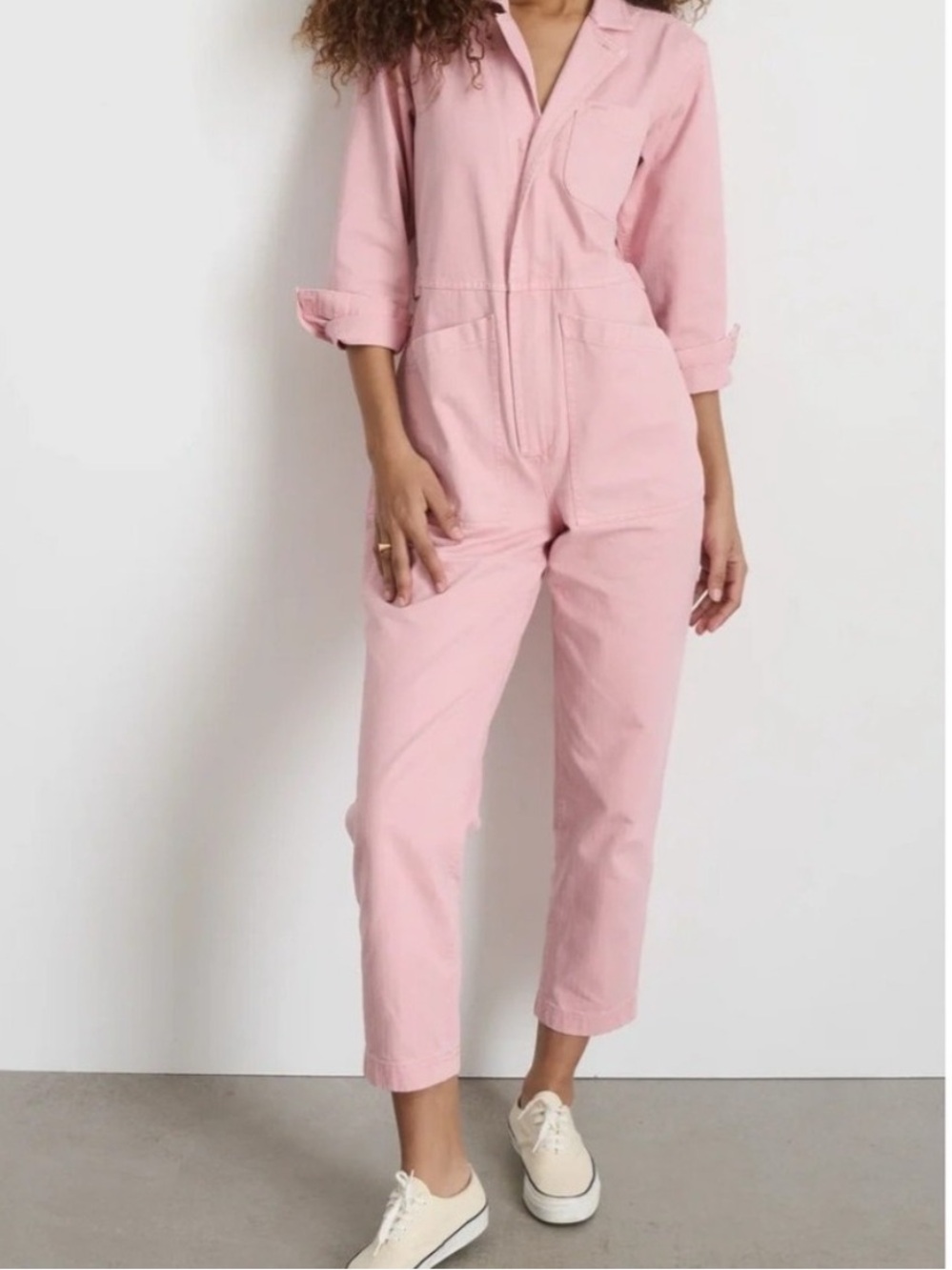 Alex Mill Standard Jumpsuit in Herringbone Blush Pink medium
